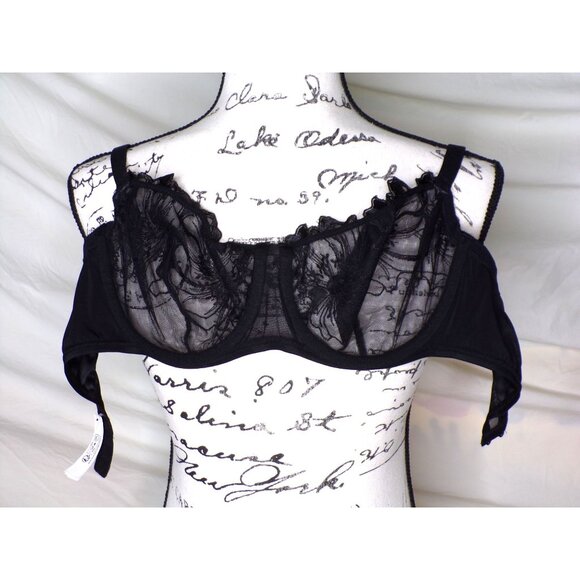 🆕ETAM Amaryllis Embroidered Underwire Demi Sheer Lace Bra 36D Black - Picture 10 of 10